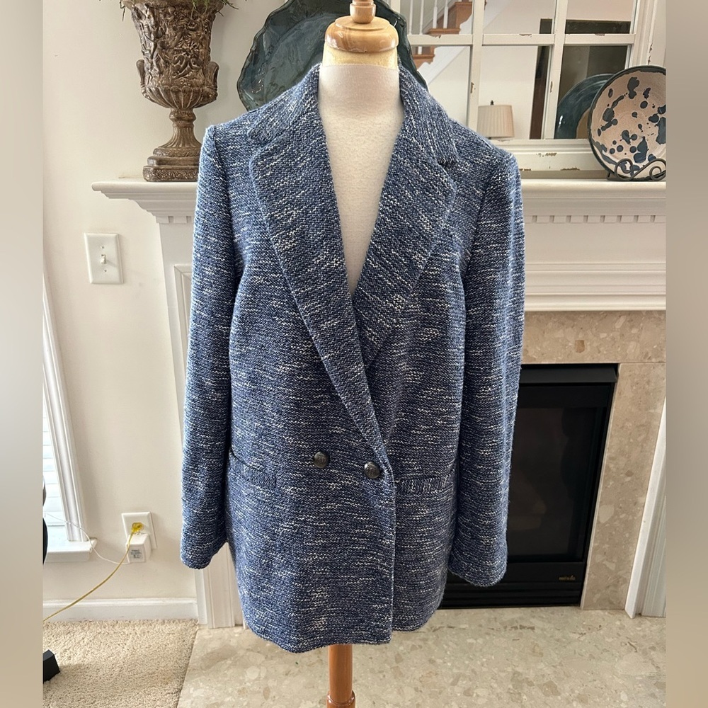 Talbots Double Breasted Blue Multi Tweed Jacket - Picture 2 of 14